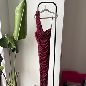 Burgundy Ruched Midi Dress NWT